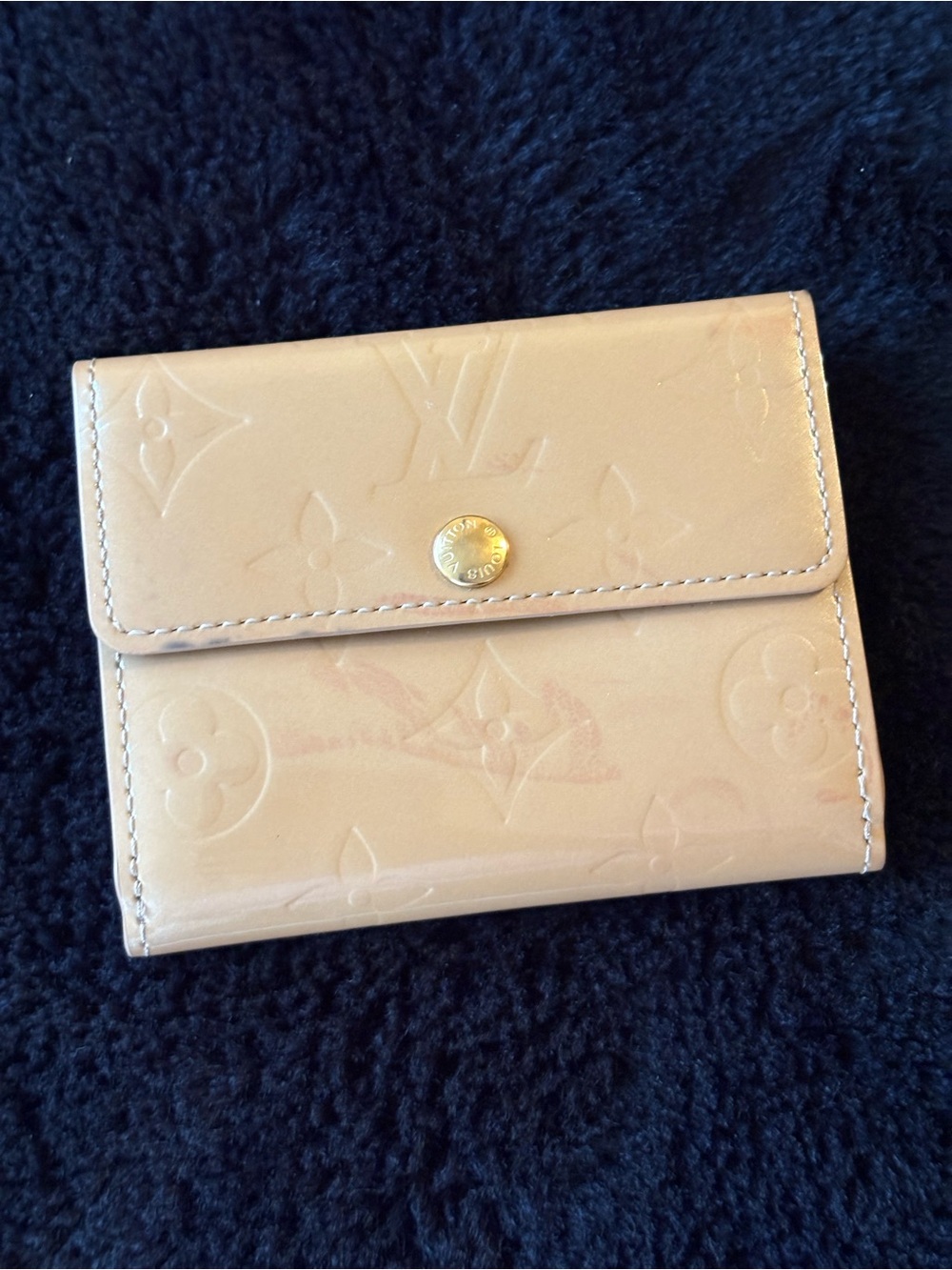 Louis Vuitton Vernis card holder beige patent leather